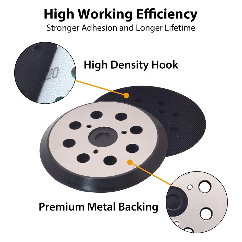 SHUTTLE GENIUS 5 Inch Orbital Sander Replacement Pad Hook and Loop, 5"" 8 Holes Metal Sander Pads Compatible with Makita BO5010, BO5030K, BO5031K Random Orbital Sander (1 Pack) - Image 4